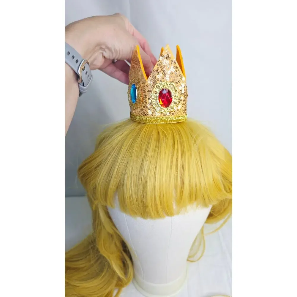 Golden Blonde Mermaid Princess Cosplay Wig Crown Adult Halloween Costume Set